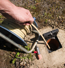a septic tank cleaning in progress