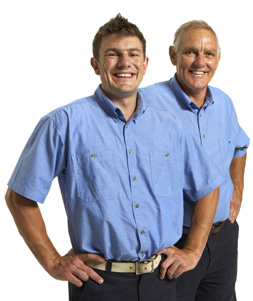 Peter and Jim, two of our Kendall West plumbers posing for a photo